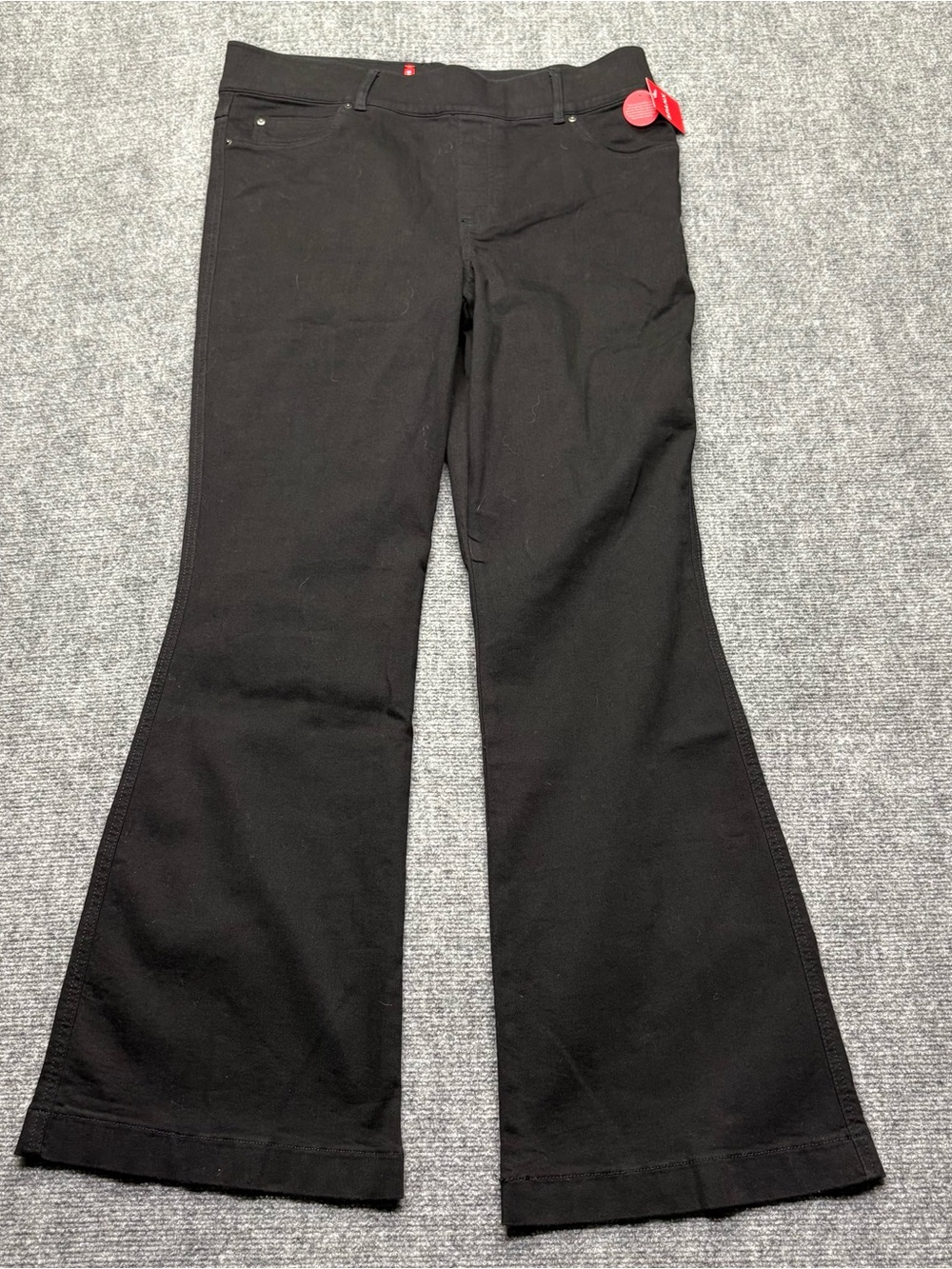 Spanx Flare Jeans Womens 1X Black High Rise Pull Stretch Denim 36x33 NEW